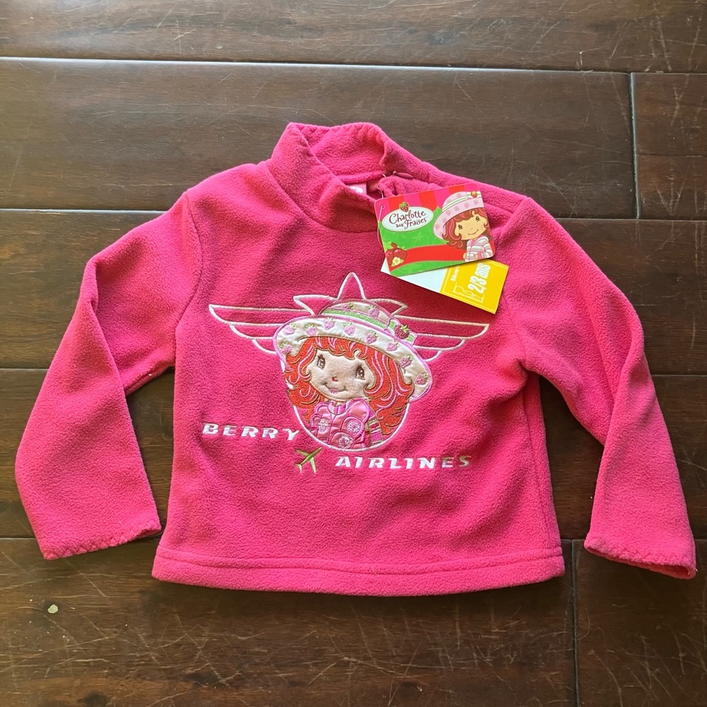 Y2K 2008 Strawberry Shortcake Berry Airlines Fleece top NWT